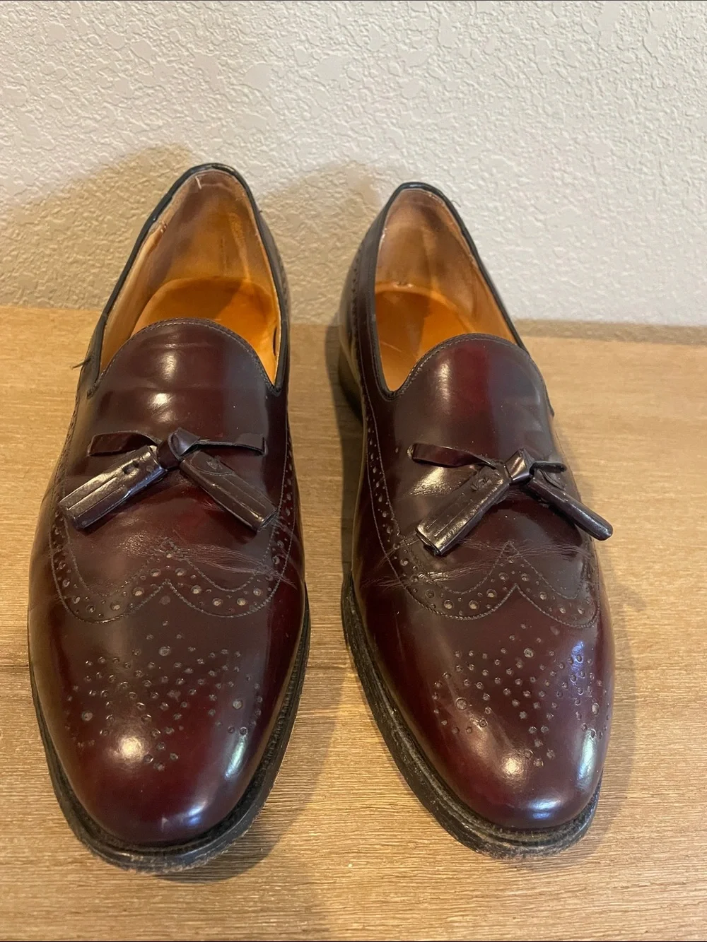 Johnston Murphy Burgundy Wingtip Tassel Oxford Dress Shoes